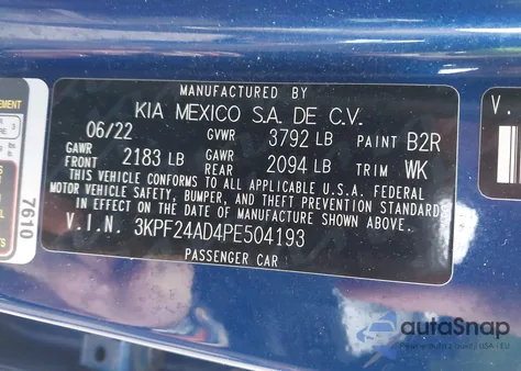 2023 Kia Forte Lxs from USA, damaged, VIN 3KPF24AD4PE504193